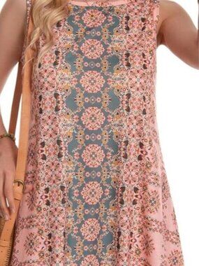 Summer Dresses for Women Beach Boho Sleeveless Vintage Floral Flowy Pocket Tshir